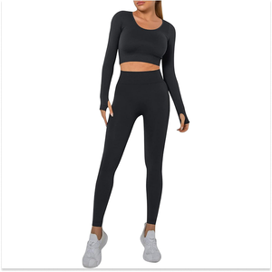 Trendy <b>Women's</b> Activewear Set Custom High Waist Leggings Sports <b>Top</b> Stretch Fabric for Yoga Gym Fitness OEM ODM - Product Image 1
