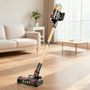 مكنسة أرضية لاسلكية ، قطب تلسكوبي ذهبي ورمادي لتخزين الغبار من WW W - Product Image 4