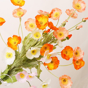 Bouquet de fleurs artificielles de pavot floqué, facile à obtenir, fleurs en soie de 100 cm à 200 cm, pour décoration de mariage, de maison et accessoires de photographie - Product Image 2