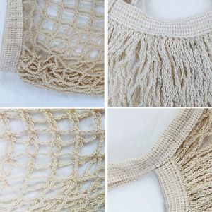 Sacs en filet <span class=keywords><strong>de</strong></span> coton portables en gros avec poignée, sacs <span class=keywords><strong>de</strong></span> courses pour supermarché, légumes et fruits, tissage ajouré, poignée longue, motif lettre - Product Image 4