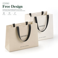 Sac shopping en papier personnalisé avec poignée en ruban, emballage de luxe pour chaussures, fabrication OEM, sac shopping en papier personnalisé sur mesure