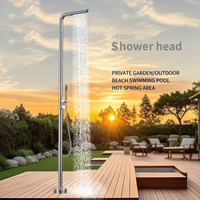 Ensemble de douche au sol en acier inoxydable brossé 316, robinet vertical de salle de bain, douche pluie douce avec fonction pause, eau chaude et froide, garantie 3 ans - Vente Flash
