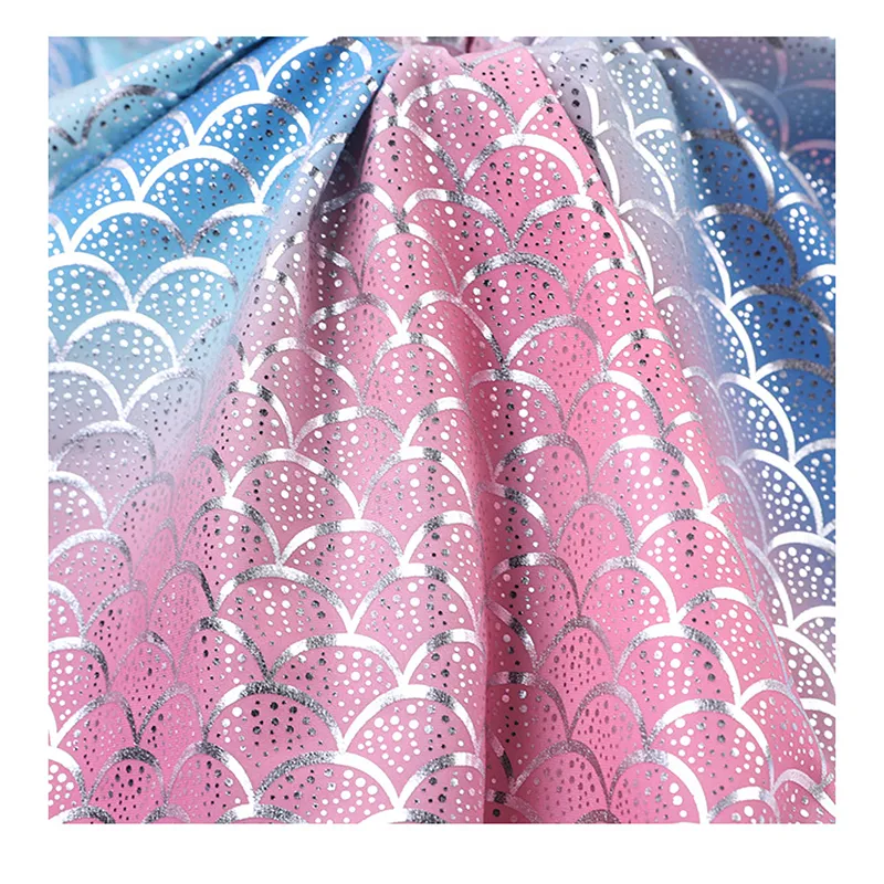 Tissu élastique en écaille de poisson en tissu de sirène étiré élevé pour les costumes de robe