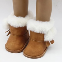 Chaussures de poupée américaine de 18 pouces, bottes de neige d'hiver rouge blanc noir brossé