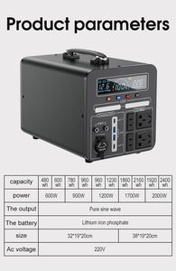 2000W 110V 220V 휴대용 전기 태양열 발전기 발전기 스테이션 태양 에너지 시스템 배터리