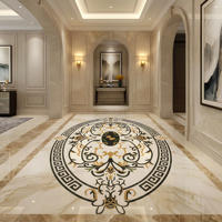 Mosaïque ovale de luxe personnalisée en marbre avec bordure à motif grec pour tapis de sol incrusté, idéale pour les entrepreneurs en projets de hall d'hôtel