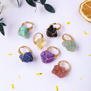 Bague en <span class=keywords><strong>pierre</strong></span> brute <span class=keywords><strong>de</strong></span> cristal naturel, vente en gros d'usine, bijoux <span class=keywords><strong>de</strong></span> mode pour femme, collection, guérison Reiki, cadeau quotidien - Product Image 3