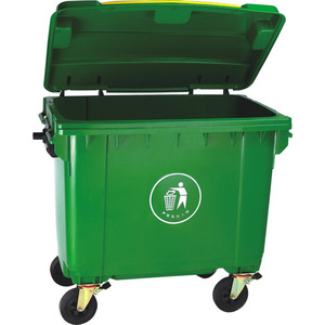 Outdoor Large 660L <b>Plastic</b> Waste <b>Bin</b> With <b>Lid</b> Wheeled Rectangular For Sanitation And Community Use - Product Image 5