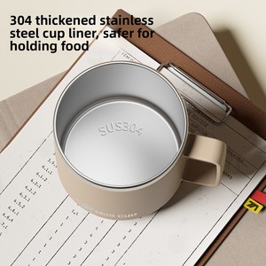 Mug à café isotherme en acier inoxydable 304 à <span class=keywords><strong>double</strong></span> paroi avec couvercle, design épuré, tasse de bureau, isolation thermique 6 heures, portable pour boissons chaudes - Product Image 2