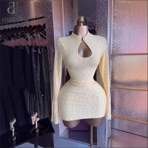 Abito <span class=keywords><strong>Mini</strong></span> Bodycon <span class=keywords><strong>da</strong></span> Donna con Scollo a O e Jacquard, Primavera-Autunno 2026, per Serate e Feste di Compleanno, Vestiti di Tendenza - Product Image 4