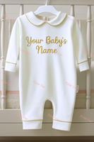Bébé garçon vêtements 100% blanc coton personnalisé bébé vêtements ensemble barboteuse chapeau couverture nouveau-né bébé venir à la maison tenue 2025