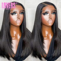 Perruques de cheveux humains lisses naturels de 30, 38, 40 pouces pour femmes noires, pré-épilées avec baby hair, perruques frontales HD sans colle, vente en gros