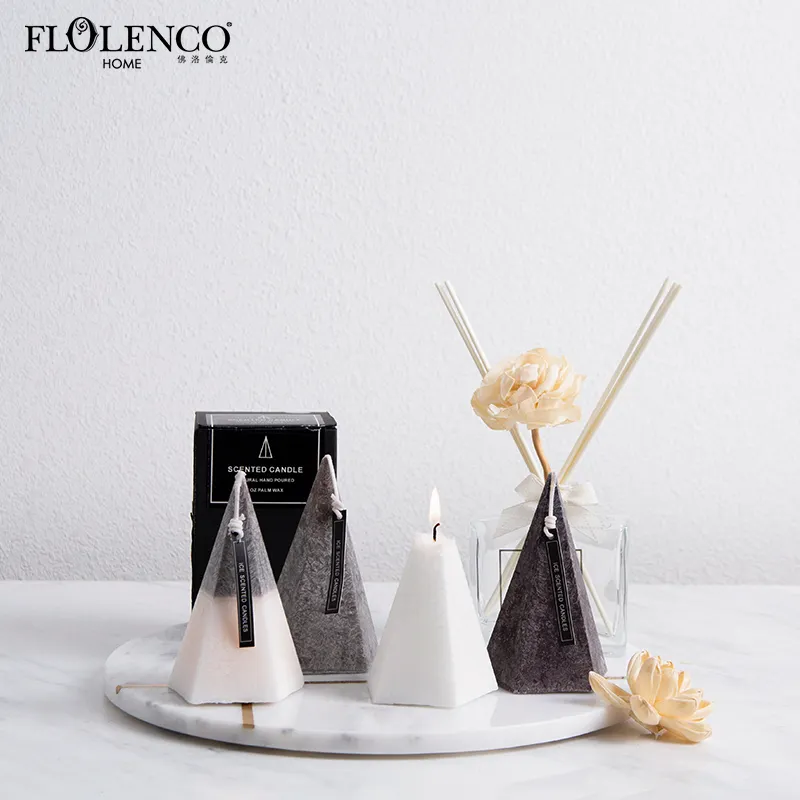 Недорогие Роскошные свечи для украшения дома, частная марка, Ароматизированная парафиновая восковая конусная Ароматизированная свеча