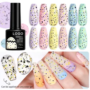 Casaco superior brilhante fosco de neve em flocos de ouro com glitter para unhas de arte de marca própria 12ml Hanyinails