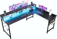 Bureau de jeu électrique personnalisé, hauteur réglable, structure en acier, préréglages de mémoire, éclairage LED RVB, porte-gobelet, table d'ordinateur assis-debout