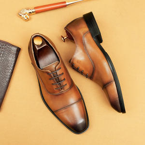 Chaussures Oxford en cuir véritable faites à la main pour hommes de haute qualité Imperméables Evergreen Mode Affaires Mariage Lacets - Product Image 4