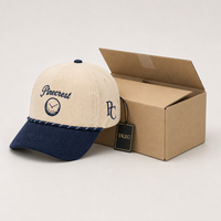 Casquette de golf vintage imperméable en velours côtelé rayé de luxe à 5 panneaux personnalisée avec logo brodé en 3D en relief