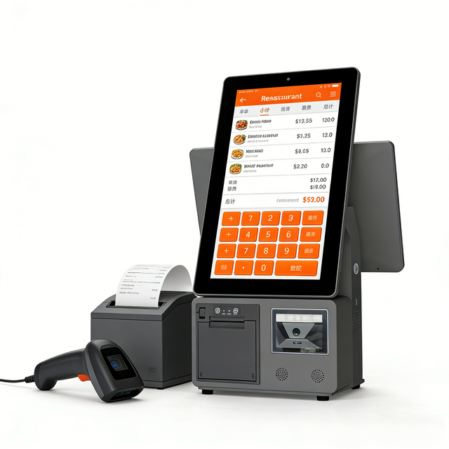 Customized Pos System Payment Machine Dual 15.6inch Screen All in One Payment Device Integrated Thermal Receipt Printer Retail