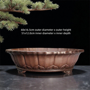 <span class=keywords><strong>Pot</strong></span> à fleurs en argile violette de Yixing - Entièrement fait main, antique, en forme de losange, pour plantes aquatiques anciennes et bonsaïs - Product Image 1