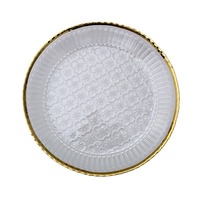Assiette à salade de luxe en verre avec bord doré, non toxique, design moderne rond, idéale pour mariages et fêtes – Meilleure vente