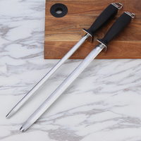 TOALLWIN Accessoire de cuisine en acier au carbone, aiguiseur de couteau de chef 8/10/12 pouces, tige d'affûtage manuelle pour couteaux de cuisine