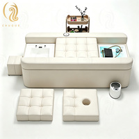 Table de massage thaïlandaise portable moderne Chuque avec appui-tête intégré, mobilier de salon multifonctionnel en cuir PU, design pliable