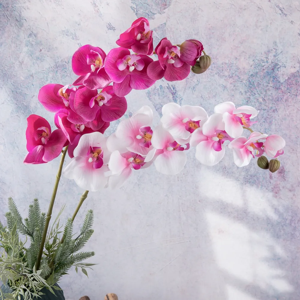 Bunga Anggrek Buatan Besar Nyata Terasa Palsu Bunga Phalaenopsis Dalam Jumlah Besar untuk Pesta Pernikahan Meriah Dekorasi Rumah Kantor