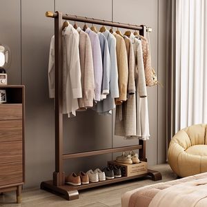 Clothes <b>Rack</b> Floor Standing Bamboo Multi Functional Clothes <b>Drying</b> <b>Rack</b> For Bedroom Home Use - Product Image 4