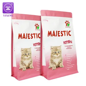 Custom Logo UV Printed Mylar Stand Up Flat Bottom Pouch Dog Pet Food Bag Cat Snack Food Packaging Bags