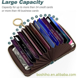Custom <b>RFID</b> <b>Blocking</b> Leather Minimalist Front Pocket Women's <b>Wallet</b> with Zipper Coin Purse Credit Card Holder - Product Image 3