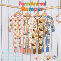 Op maat gemaakte boerderijprint bamboe romper met rits pyjama's baby peuter kinderen onesies slaapkleertjes bodysuit pasgeborene groothandel lage minimale bestelhoeveelheid