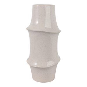 Vaso in ceramica minimalista con finitura macchiettata e dettagli ad anello per decorare il soggiorno con fiori freschi - Product Image 1