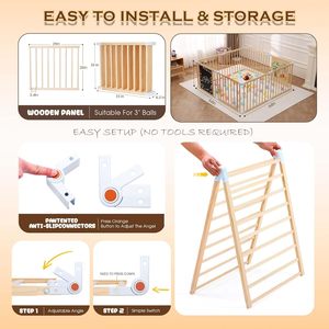 Grand parc en bois pour bébés tout-petits Caractéristiques de sécurité Barrière de jeu intérieure/extérieure pour chambre à coucher-Plastique Métal - Product Image 4