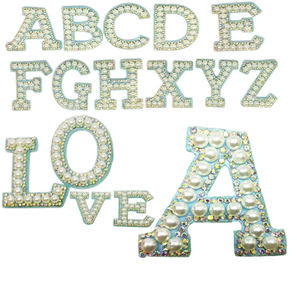 <span class=keywords><strong>Alphabet</strong></span> <span class=keywords><strong>Perle</strong></span> Rhinestone Mots Repassage sur Patches Applique 3D Handmade Cute Diy Colors Letter Patches - Product Image 6