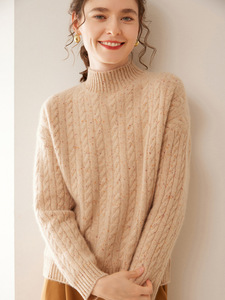 Hot Bán Cao Cổ Phụ Nữ Áo Len 30% Cashmere 70% Len Dệt Kim Áo Len - Product Image 3