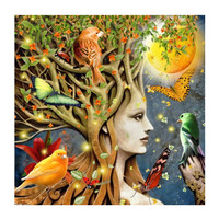 Décoration d'intérieur en gros, impression numérique, peinture diamant 5D, DIY, Mère Nature, toile polyester 30x30cm