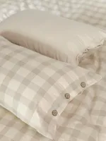 Housse de couette en coton et lin naturel avec taie d'oreiller, ensemble de literie taille Queen, texture douce, chaude et respirante