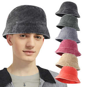Retro Fisherman Hat Canvas Wide Brim Sun Hat Women's Spring Autumn Outdoor Cycling Bucket Hat Solid Color Adult - Product Image 1