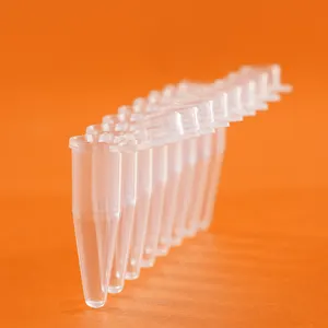 Pcr tubos-pcr 0.2ml parede fina com tampas planas, tira de 8 tubos, dnase/rnase livre, pacote de 125