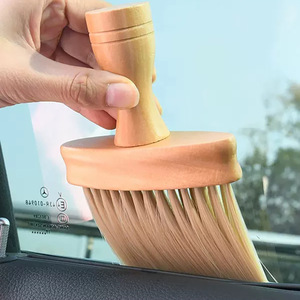 Brosse de nettoyage des fentes intérieures de voiture, manche en bois, poils doux pour l'élimination de la poussière des aérations - Product Image 3
