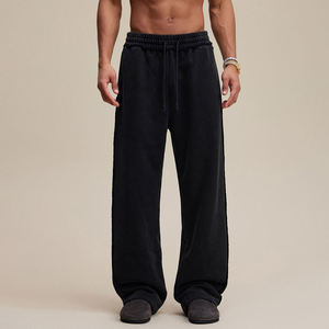 <span class=keywords><strong>Pantaloni</strong></span> Sportivi Personalizzati all'Ingrosso, 380gsm in Misto Cotone, <span class=keywords><strong>Grigio</strong></span> <span class=keywords><strong>Scuro</strong></span>, Traspiranti, Larghi, Effetto Lavaggio Acido, Gamba Larga per Uomo - Product Image 4