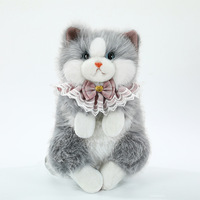 Sac à dos chat adorable en peluche, double épaulette, fausse fourrure, pour cadeaux de filles