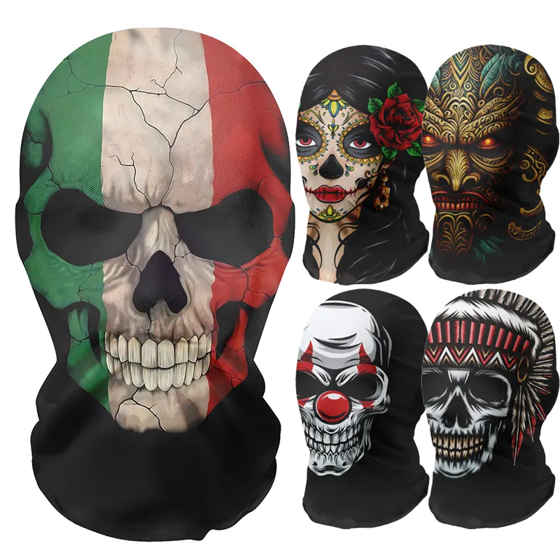 Máscara de balaclava Shiest com capuz de malha elástica divertida para cosplay com impressão digital 3D de sublimação personalizada