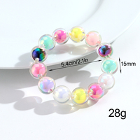 Bracelet élastique en acrylique avec perles colorées de 16 mm, motifs géométriques, ampoule et fraise, idéal pour les filles