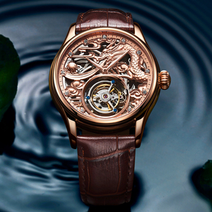 จัดส่งของสำหรับนาฬิกาโครงกระดูกไขลานนาฬิกาแร่ Tourbillon หนังกันน้ำขนาด22มม. หังโจว - Product Image 4