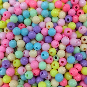 500g/Bag 6mm 8mm 10mm Multi Colors Acrylic Round Beads Plastic Bubble Gum Beads With Hole for Girls Jewelry Making