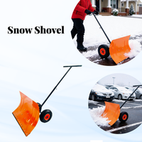 Pousse-neige à roues réglable avec lame métallique de 74 cm, pelle à neige roulante robuste pour allée et trottoir