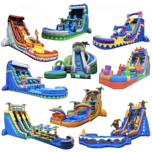 Bán <span class=keywords><strong>Hot</strong></span> ngoài trời Tùy Chỉnh màu xanh ba-<span class=keywords><strong>slide</strong></span> Inflatable trượt nước để bán - Product Image 3