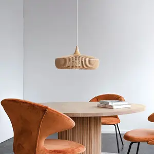 ホームキッチンアイランド用のレトロな手作り木製ペンダントライト高さ調節可能なハンギングランプ天井照明器具照明