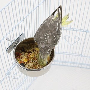 Bol pour perroquets et oiseaux suspendu en acier inoxydable de tailles multiples, tasses personnalisées pour mangeoire à oiseaux. - Product Image 4